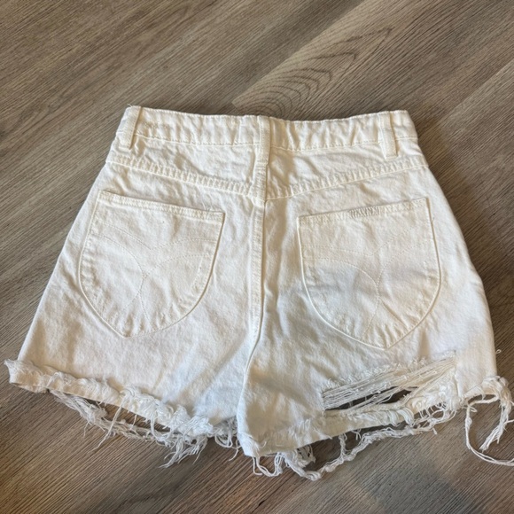 Rolla's Duster High Rise Slim Denim Shorts White Distressed - Picture 5 of 7
